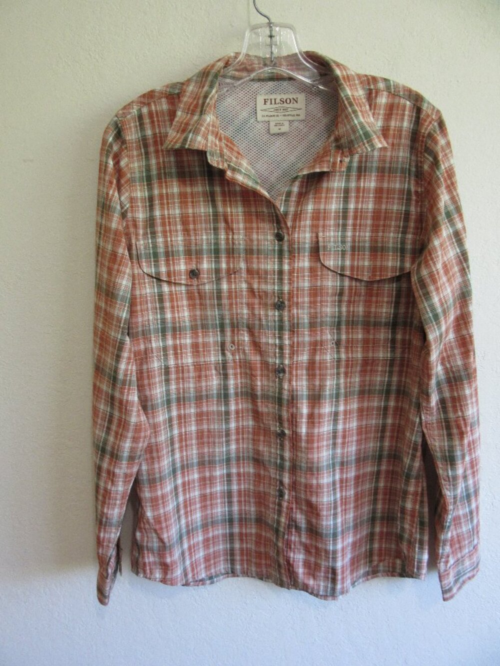 FILSON Brown & Rust Plaid Vented M Lightweight Shirt-Flaw